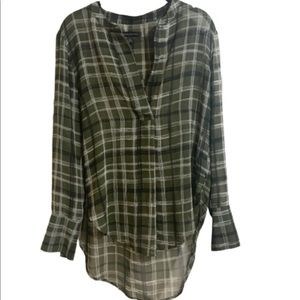 Banana Republic Green Plaid Sheer Blouse